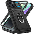 Pilaru 3 in 1 for iPhone 13/14 Case |With Front Frame| [2 Separate Screen Protectors] & Kickstand Ring & Camera Cover Military Grade Drop Shockproof Protection for iPhone 13/14 Phone