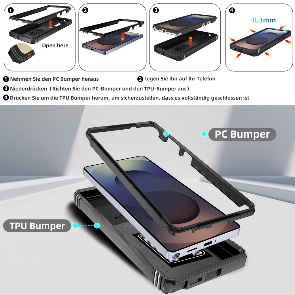 Pilaru Hülle für Samsung Galaxy S25 Ultra 5G,Kameraschutz Handyhülle mit 2 Stück Schutzfolie,Militär Stoßfest Schutzhülle Outdoor Kratzfest Handy Hüllen für Samsung S 25 Ultra