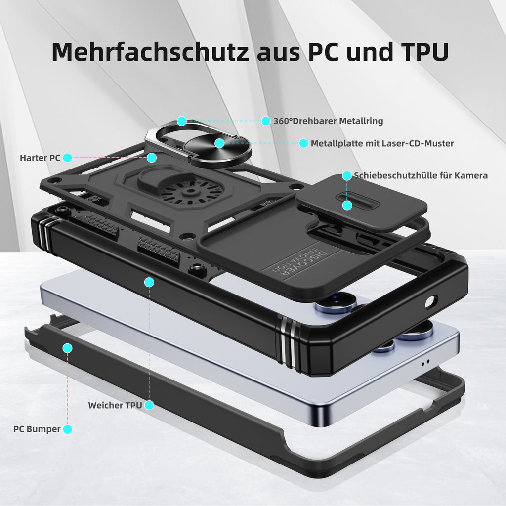 Pilaru Hülle für Samsung Galaxy S25 Ultra 5G,Kameraschutz Handyhülle mit 2 Stück Schutzfolie,Militär Stoßfest Schutzhülle Outdoor Kratzfest Handy Hüllen für Samsung S 25 Ultra