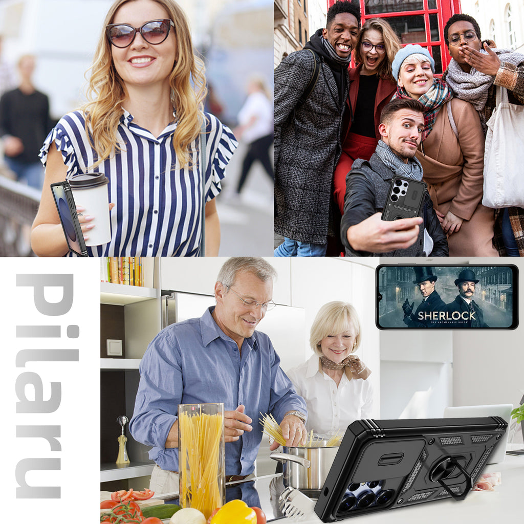 Pilaru Hülle für Samsung Galaxy S25 Ultra 5G,Kameraschutz Handyhülle mit 2 Stück Schutzfolie,Militär Stoßfest Schutzhülle Outdoor Kratzfest Handy Hüllen für Samsung S 25 Ultra